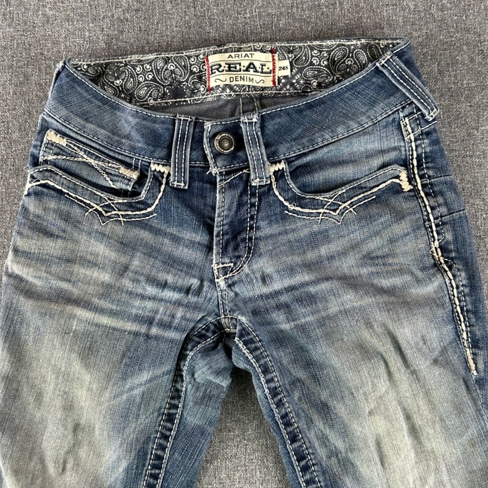 Ariat Jeans Womens 26S R.E.A.L. Denim Blue Bootcut Contrast Stitch Stretch - Picture 3 of 12